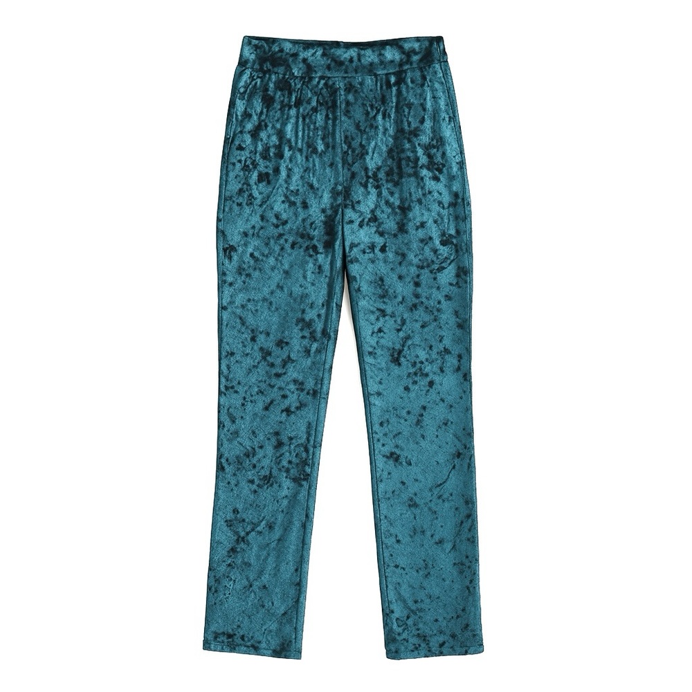 Emma & Sam • Crushed Velvet Pocket Pants • Teal • Size XS